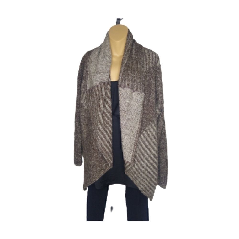 Style & Co. Jeans Open Brown & Beige Long Cardigan SZ Large